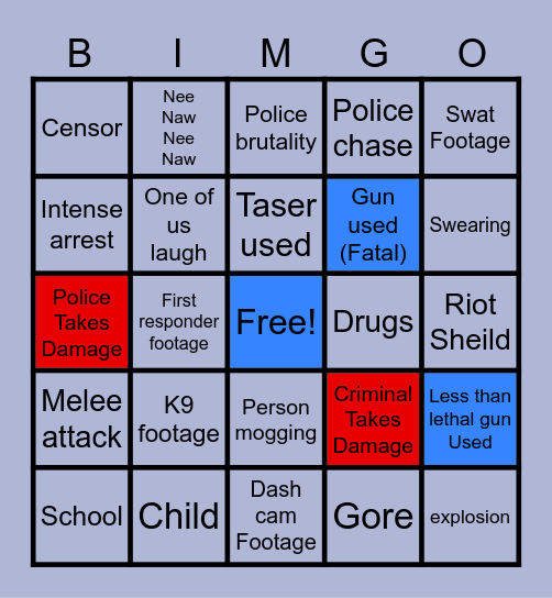 Bodycam Bimgo Bingo Card