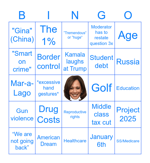 Presidential Debate BINGO Card