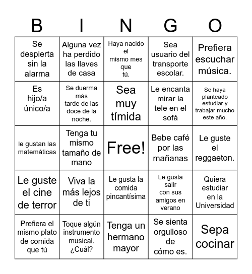 Encuentra a Alguien Que - Bingo Card