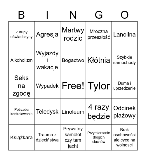 Młodzieżowy romans bingo Card