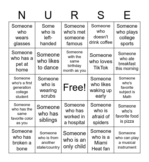 Human Bingo Card