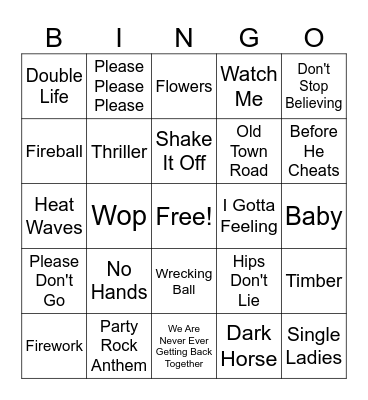 Song Bingo! Bingo Card