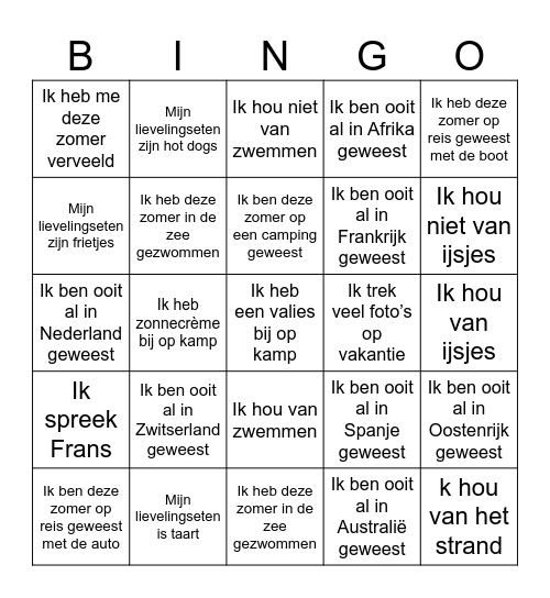 Turnkamp Bingo Card