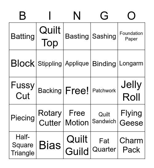 Atlanta Quilt Festival Bingo Card