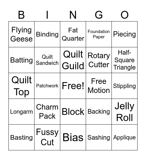 Atlanta Quilt Festival Bingo Card