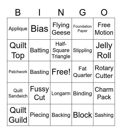 Atlanta Quilt Festival Bingo Card