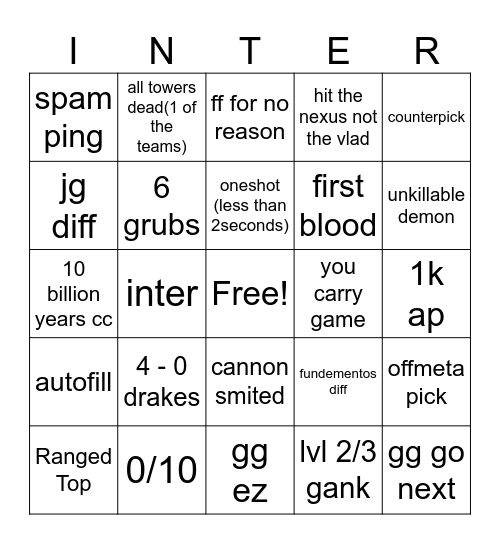 League of Legends, League Bingo 25/8/2024 Bingo Card