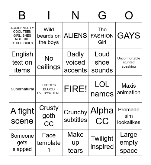 Jamesy bingo Card