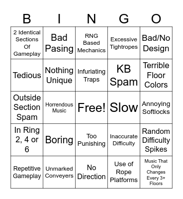 Garbage JTOH Tower Bingo Card