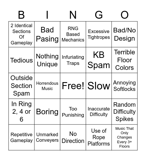 Garbage JTOH Tower Bingo Card