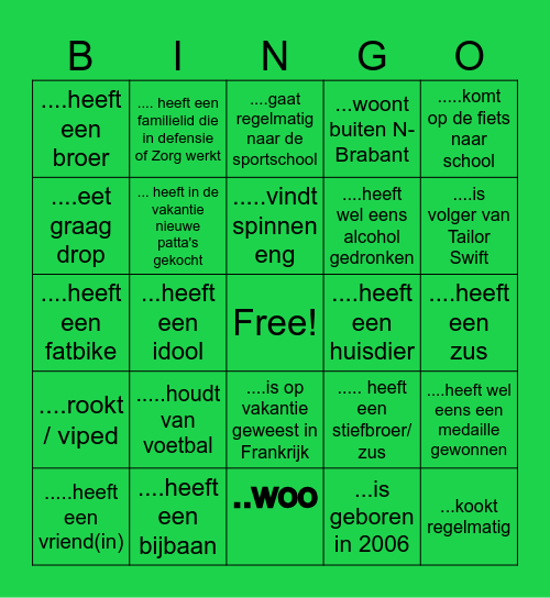 VeVa Zorg kennismaking Bingo Card