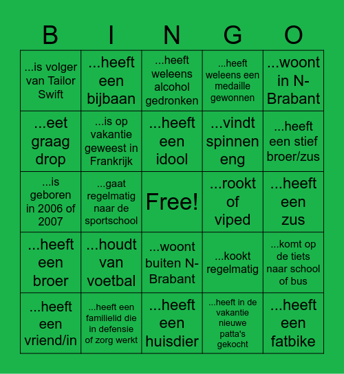 VeVa Zorg kennismakingsspel Bingo Card