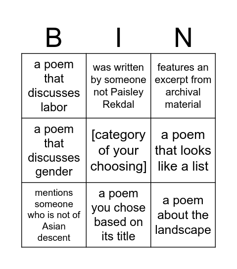 West: a translation Bingo Card