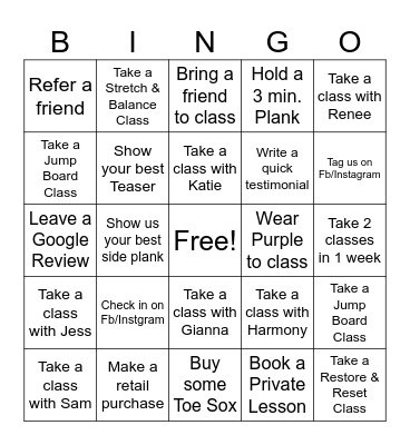 SOTERIA PILATES FALL INTO FITNESS Bingo Card