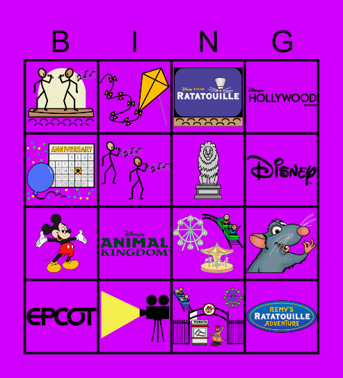 Disney Planes Bingo Card