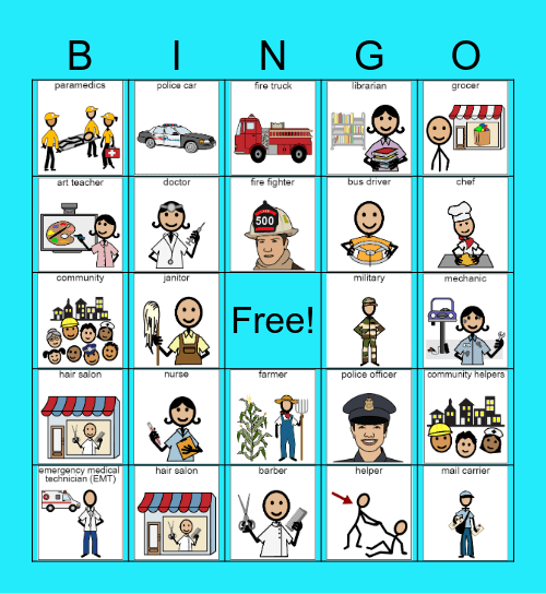 Community Helper Bingo Card