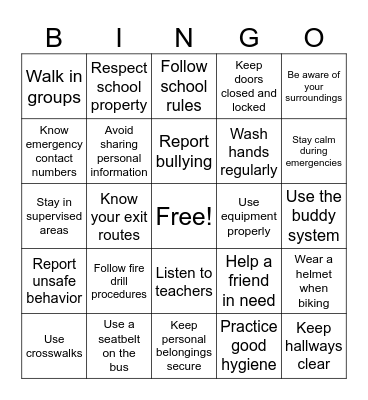 We are SAFE Bingo Card