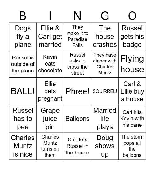 Look UP! for bingo Card