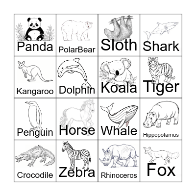 Animal Bingo Card