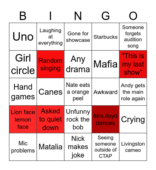 CTAP bingo Card