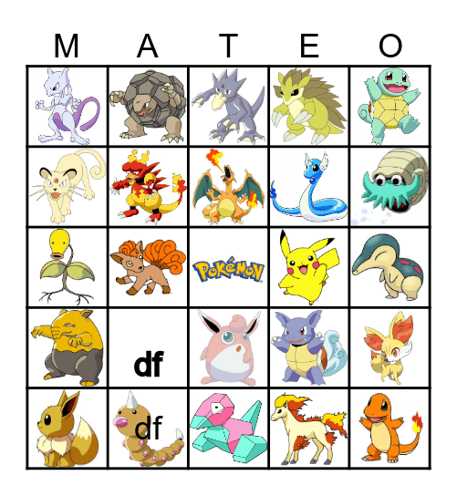 Pokemon images Bingo Card