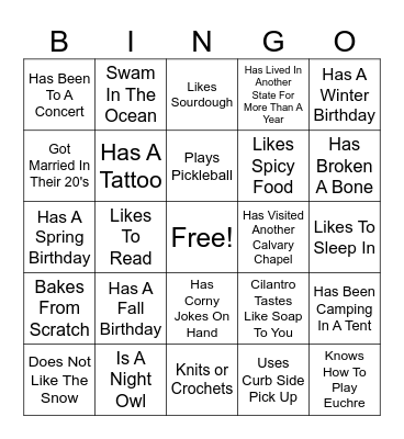 Let's Make Friends Bingo Card