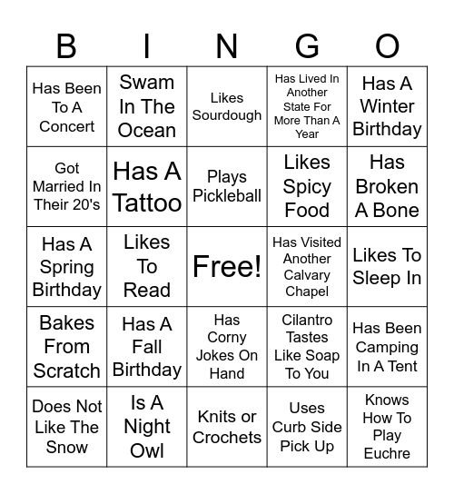 Let's Make Friends Bingo Card