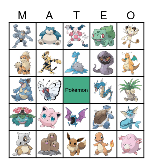 Pokemon Bingo! Bingo Card