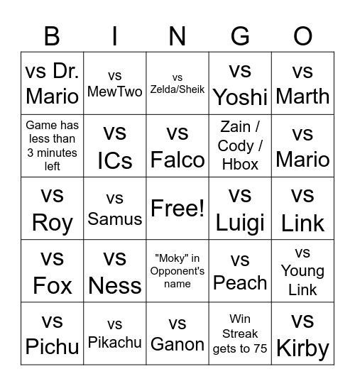 Moky 100 Win Challenge Bingo Card