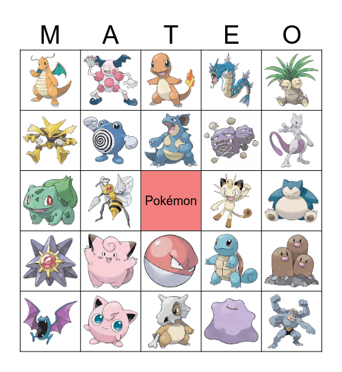 Pokemon Bingo! Bingo Card