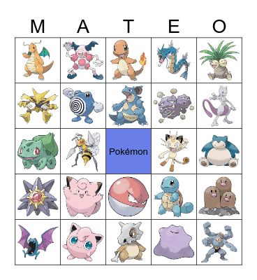 Pokemon Bingo! Bingo Card