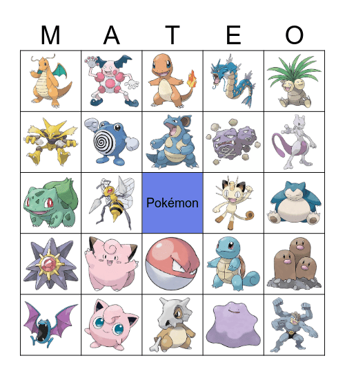 Pokemon Bingo! Bingo Card
