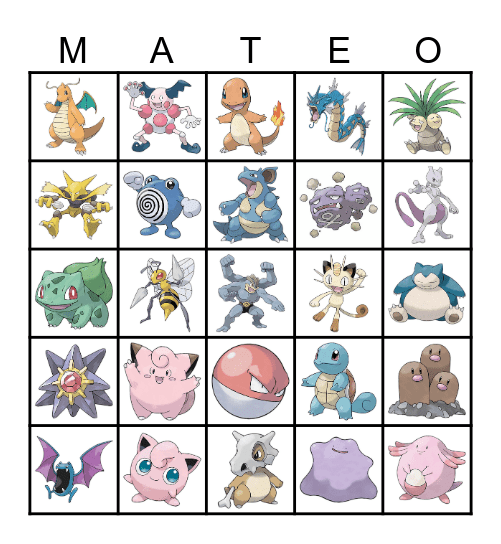 Pokemon Bingo! Bingo Card