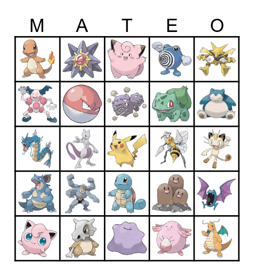 בינגו פוקימון Bingo Card