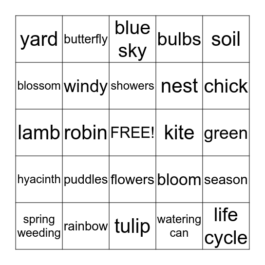 SPRING  BINGO Card