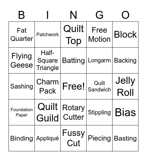 Atlanta Quilt Festival Bingo Card