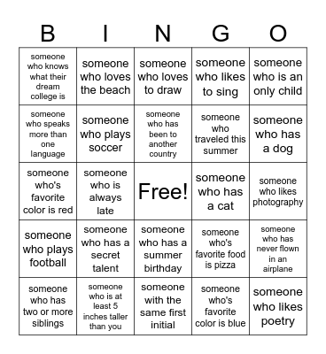 Art Class Bingo Card