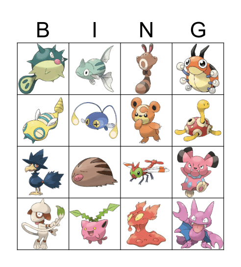 Johto Bingo Card