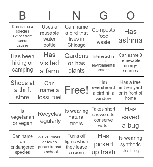 AP Environmental Science Bingo Card