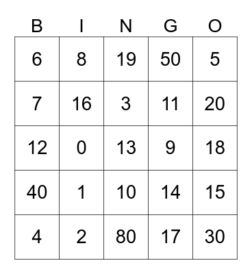 SP1_U1_L5 Numeros Bingo Card