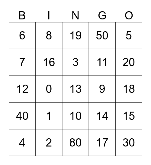 SP1_U1_L5 Numeros Bingo Card