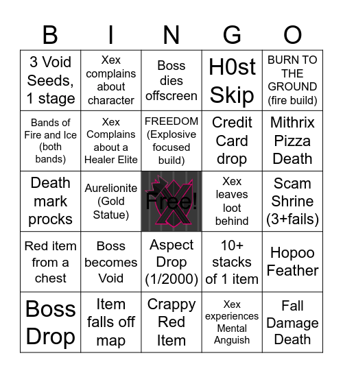 Xexal Seyer ROR2 Bingo Card