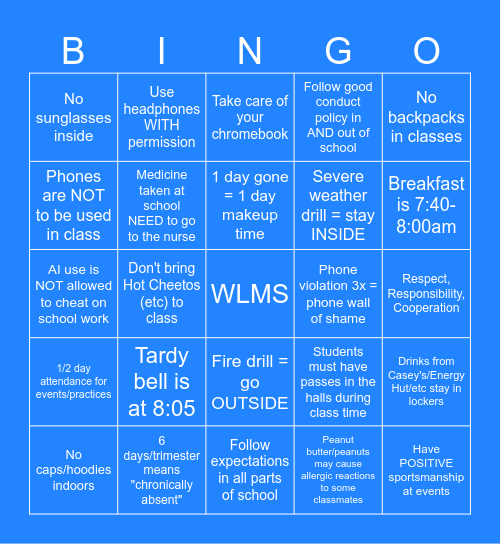 WLMS Resource Manual Bingo Card