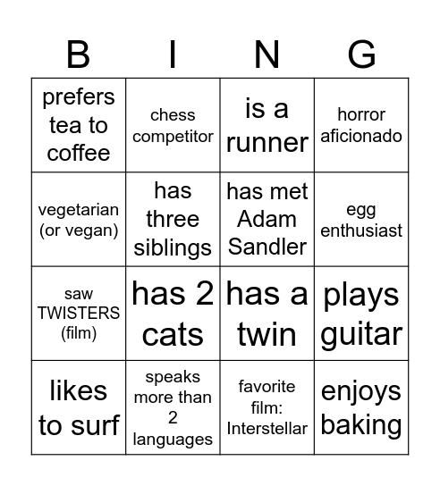 107 Bingo Card