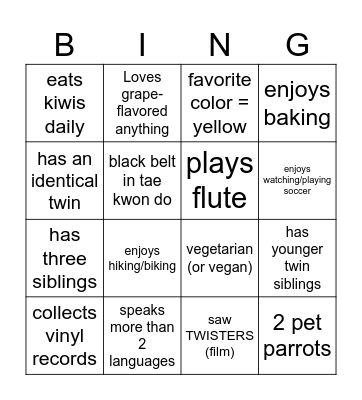 101AA Bingo Card