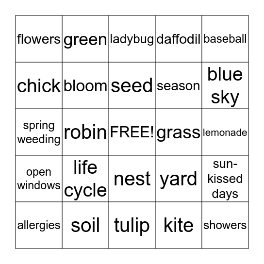 SPRING  BINGO Card