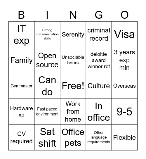 Seek Support Bingo Card