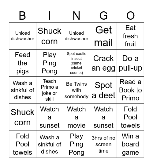 Woodtock Bingo 2024 Bingo Card