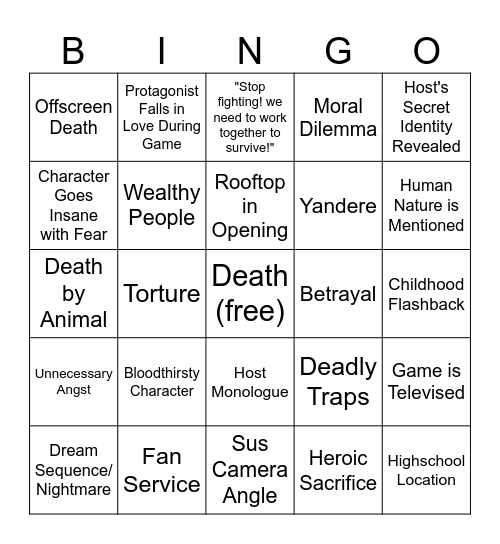 TASUKETSU Bingo Card