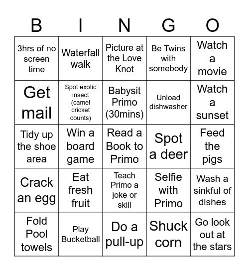 Woodstock Bingo 2024 Bingo Card